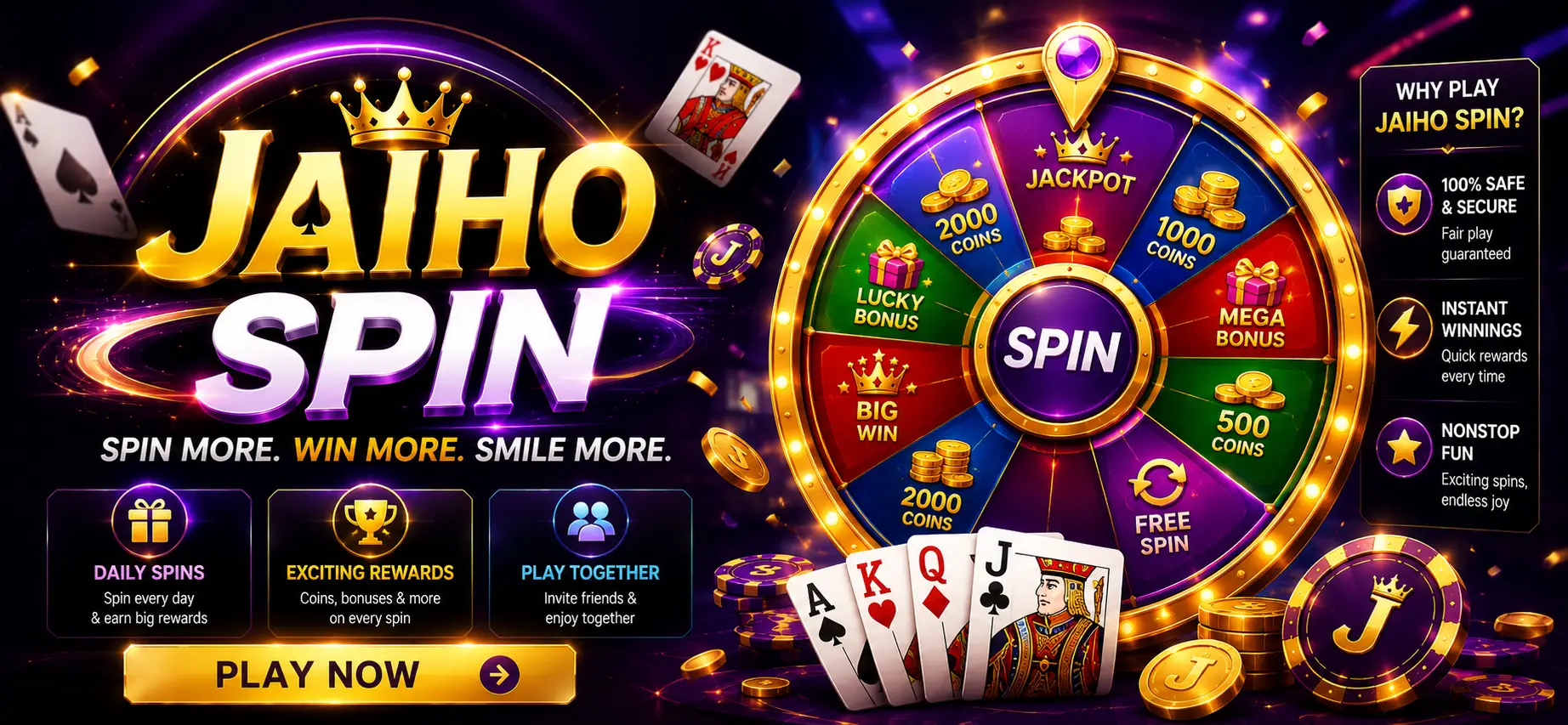 Jaiho Spin App spin game interface on an Android smartphone screen