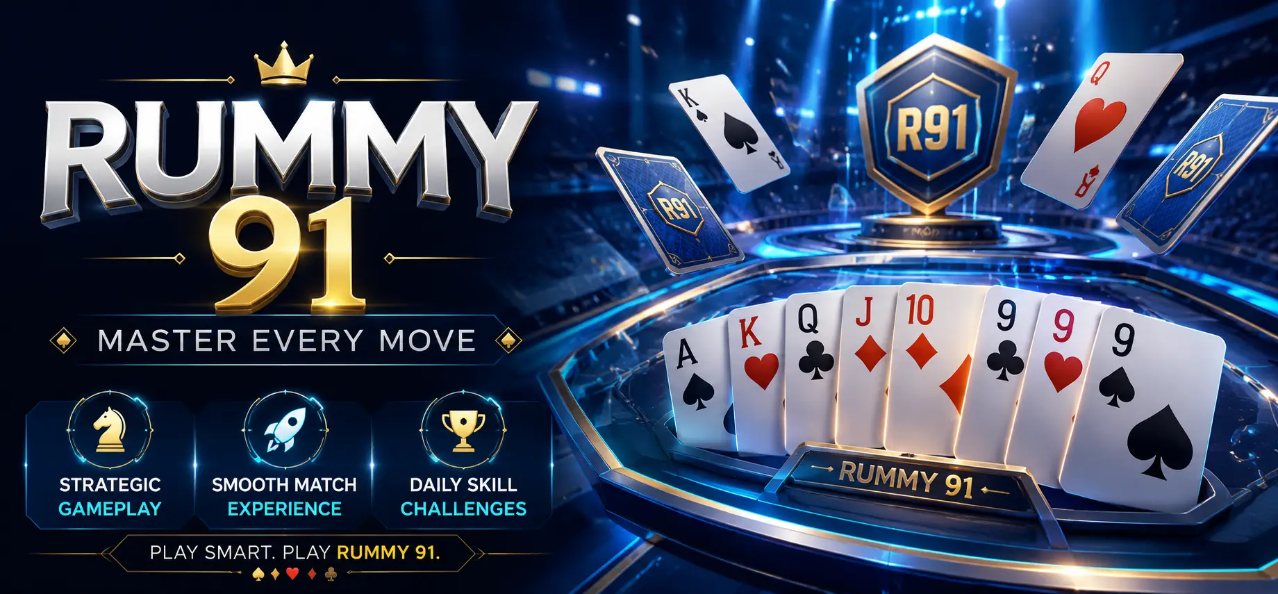 Rummy 91 App rummy card game interface displayed on an Android smartphone